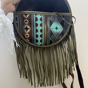 Blue and Black Leather Bag